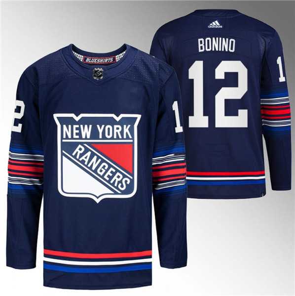 Mens New York Rangers #12 Nick Bonino Navy Stitched Jersey Dzhi